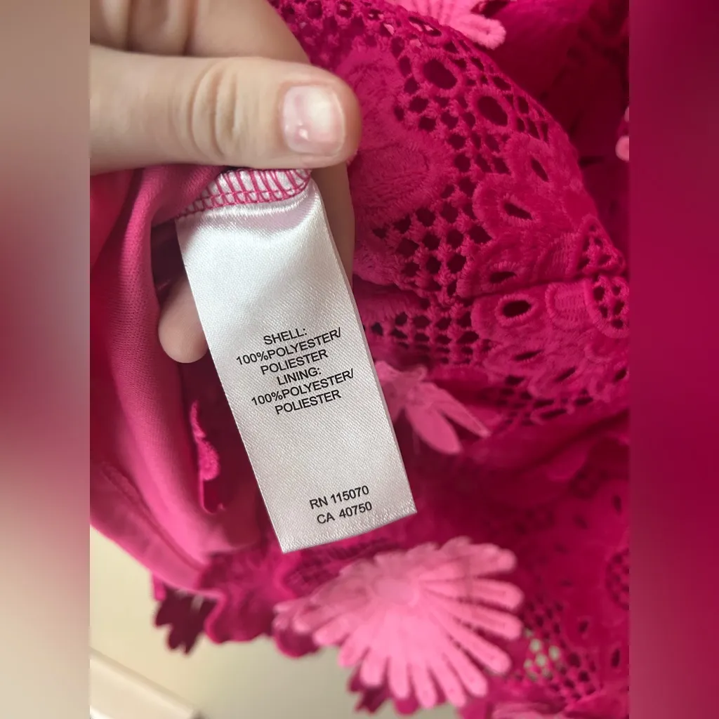 NWT Nina Leonard Sleeveless 3D Floral Lace Midi Dress Dragon Fruit Multi Size XL - Image 9