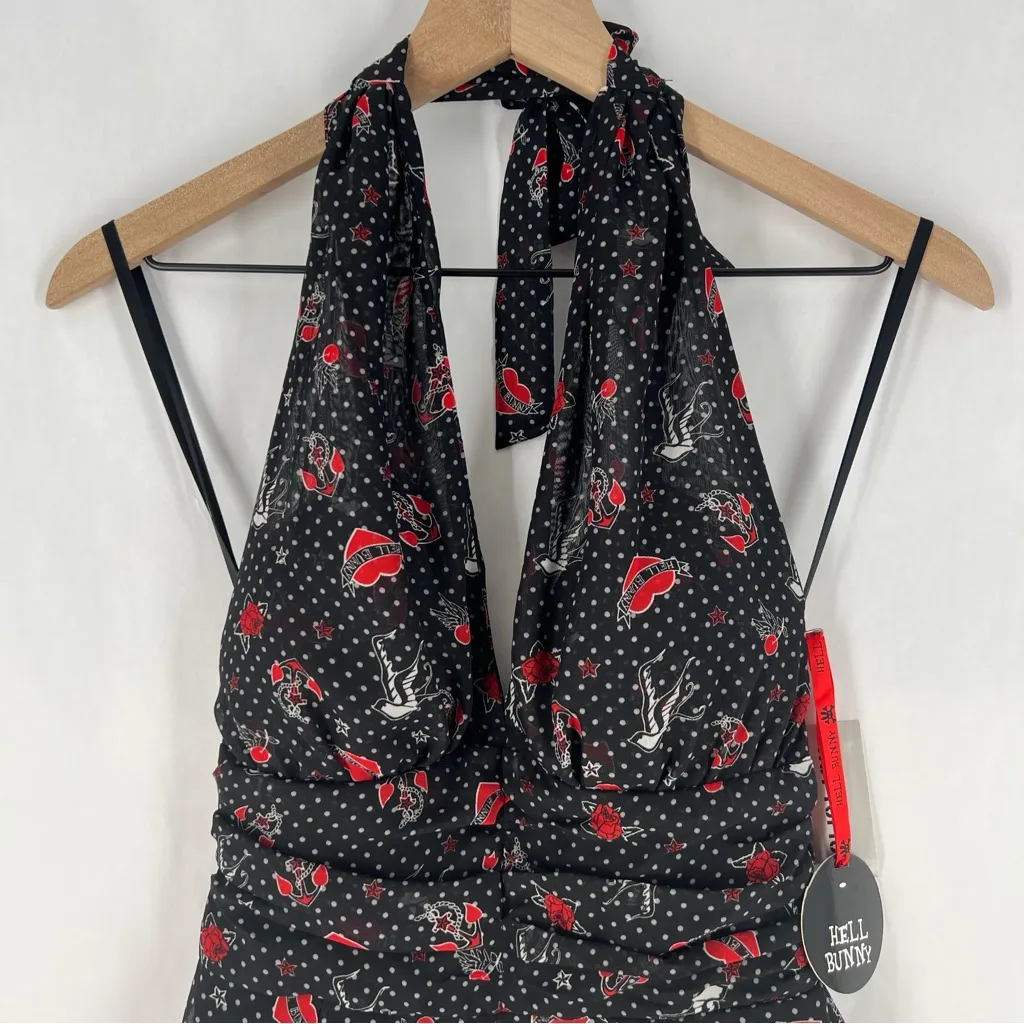 NWT Hell Bunny Sailor Jane Marina Fit & Flare Halter Dress Size S - Image 3