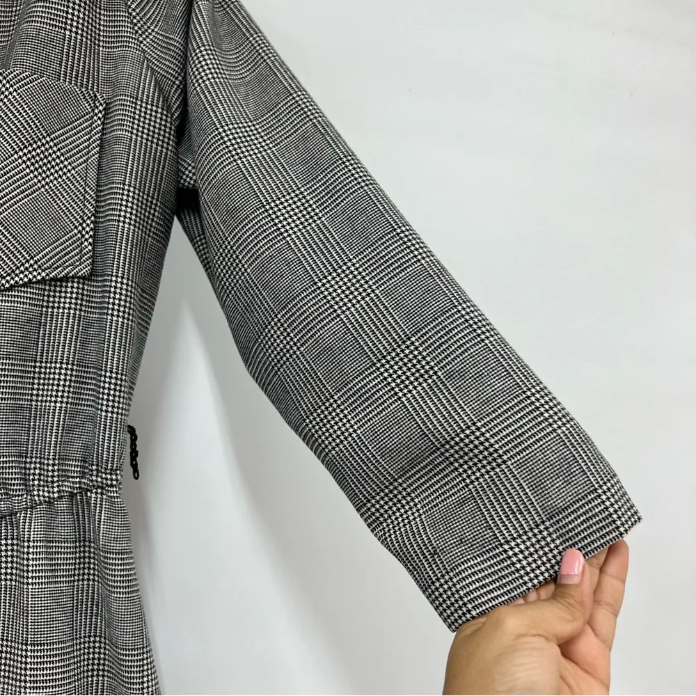 Vintage women’s dress 10 black white houndstooth missing belt made in USA - Image 3