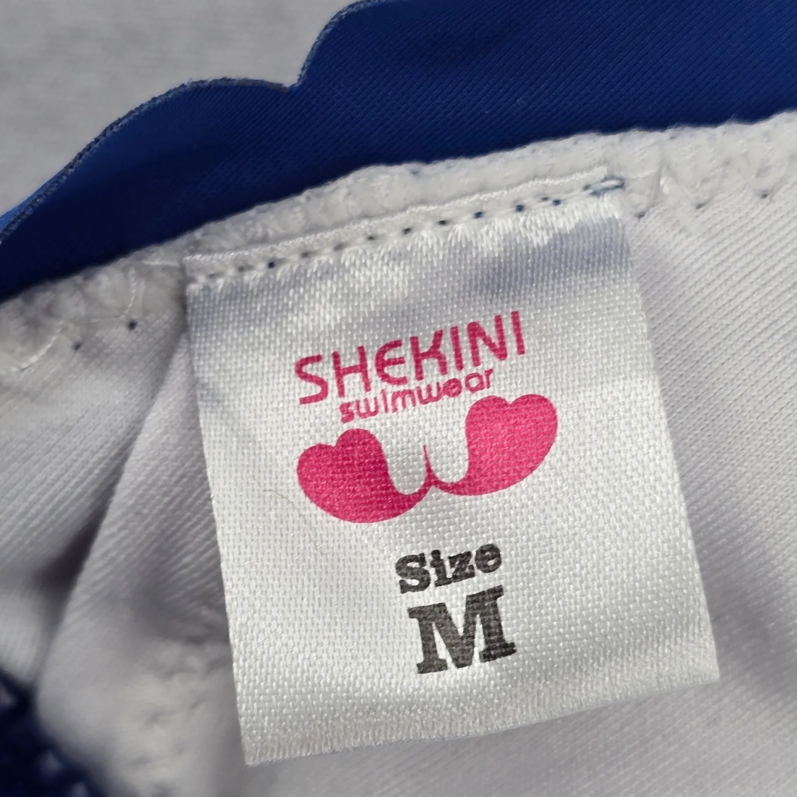 Shekini Blue Scallop Halter Tie Padded Swim Sports Bra Beach Bikini Top M Medium - Image 7