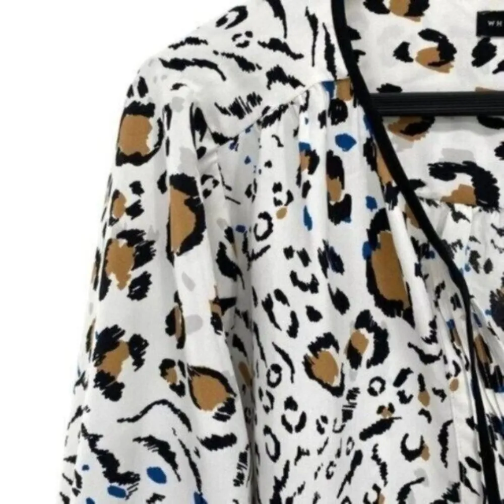White House Black Market Leopard Print Peasant Blouse - Image 5