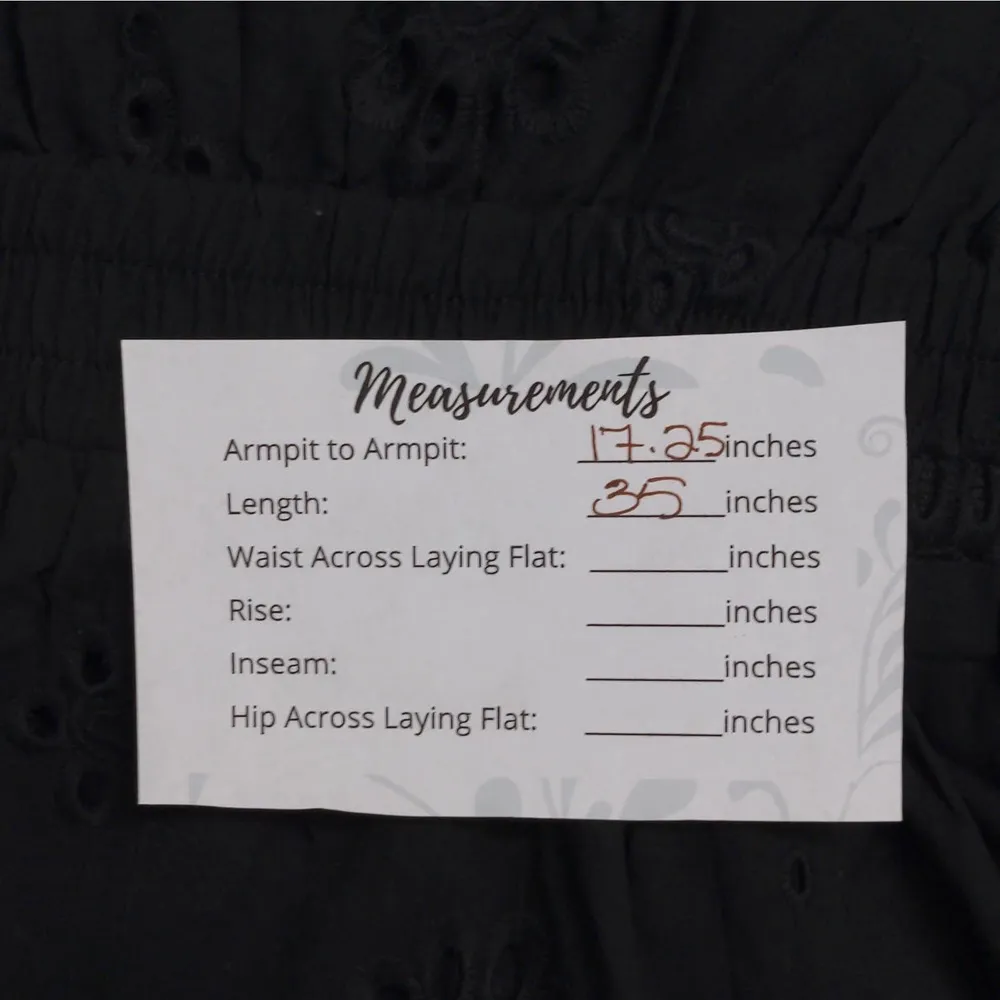 Aqua Swim Cotton Eyelet Tiered Peasant Cover Up Smocked Black L New - Image 12