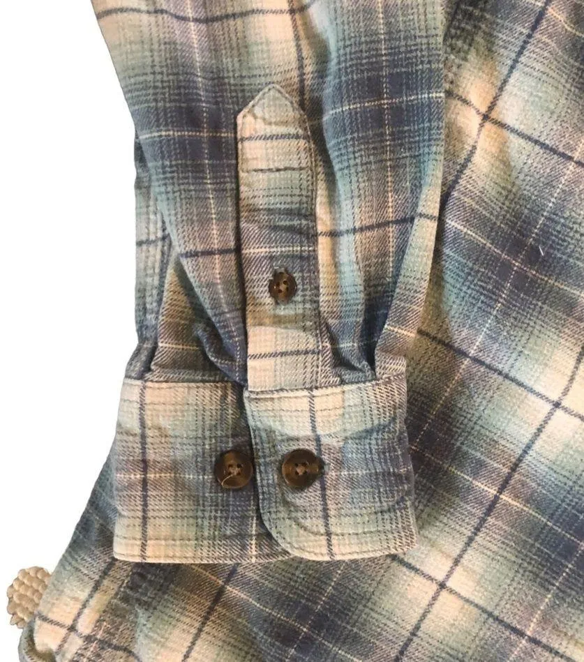 - Women's Hamilton Flannel Plaid Cozy Shirt Size S Blue Teal LS Fall - Image 4