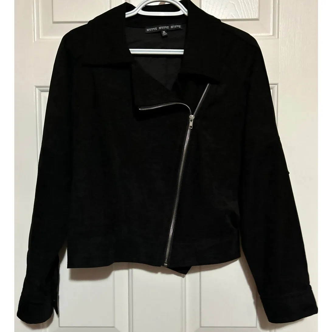 Hyfve Hyfve Hyfve Women's/Junior's Black Faux Suede Zip Jacket Size M‎ Size M - Image 2
