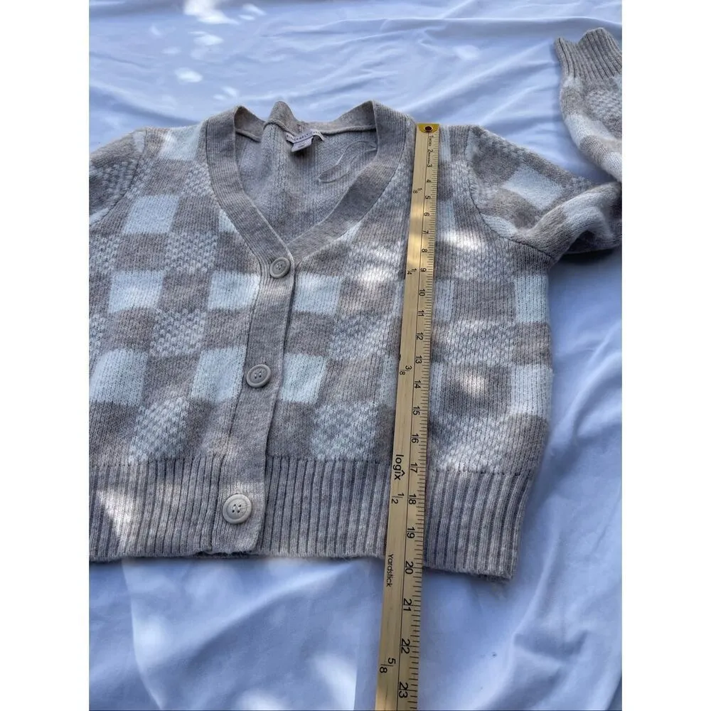 Sincerely Jules size XL cropped cardigan button front checked. Tan - Image 4