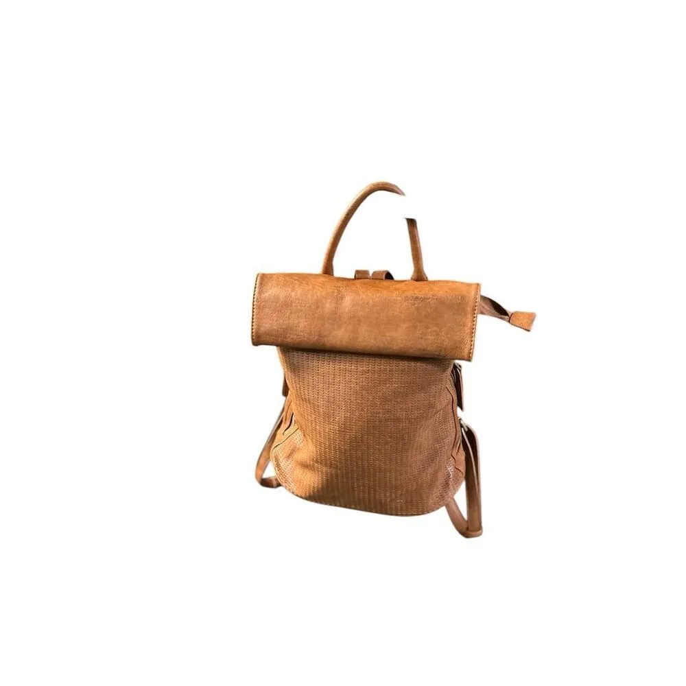 Antik Kraft Unisex‎ Camel Brown Vegan Leather Backpack - Image 5