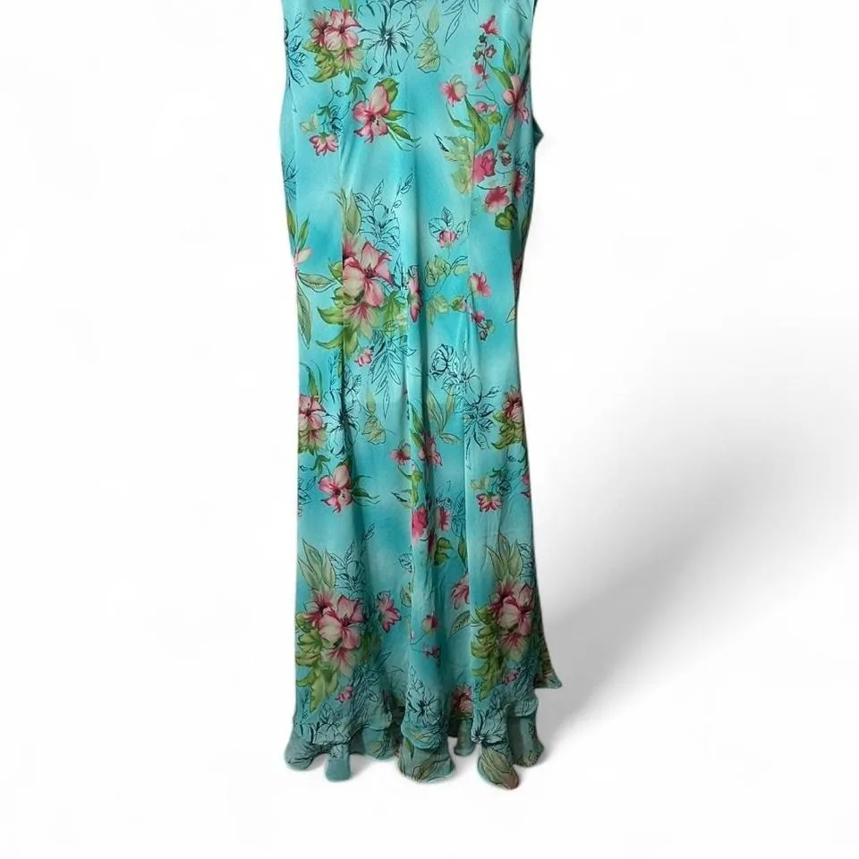 Vintage‎ Floral Maxi Dress Blue Size 24 - Image 2