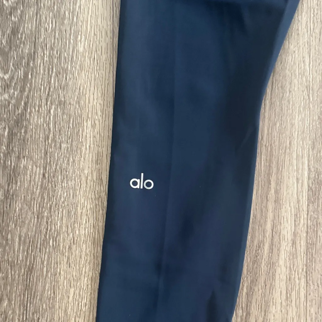 ALO Yoga Midnight Blue Cutout Leggings Navy High waist Ripped Warrior 7/8 - Image 6