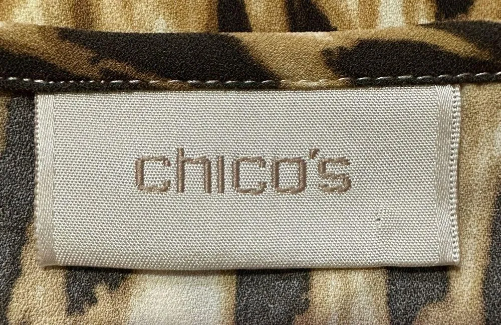 Chico's Shades of Brown Leopard Print Cap Sleeve Round Neck Top Blouse Small 1 - Image 13