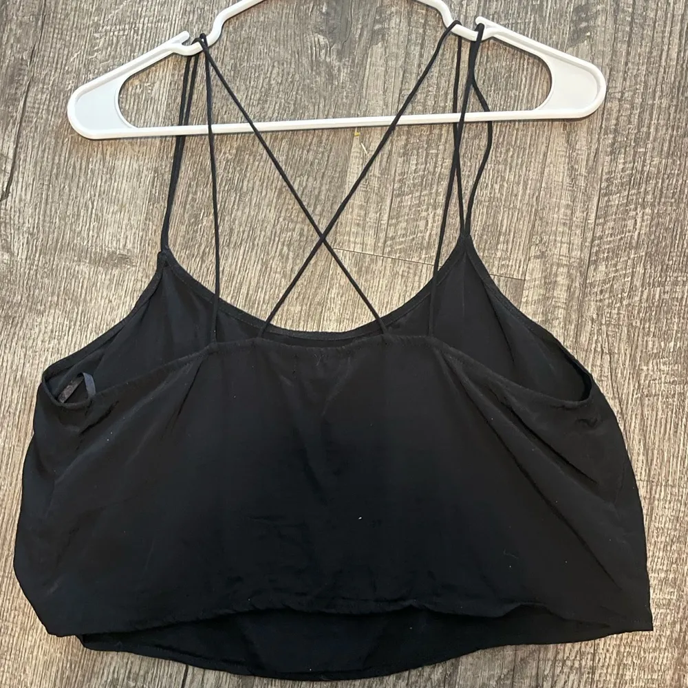 Motel Black Strappy Crop Top Large Lightweight Flowy Beach - Image 11