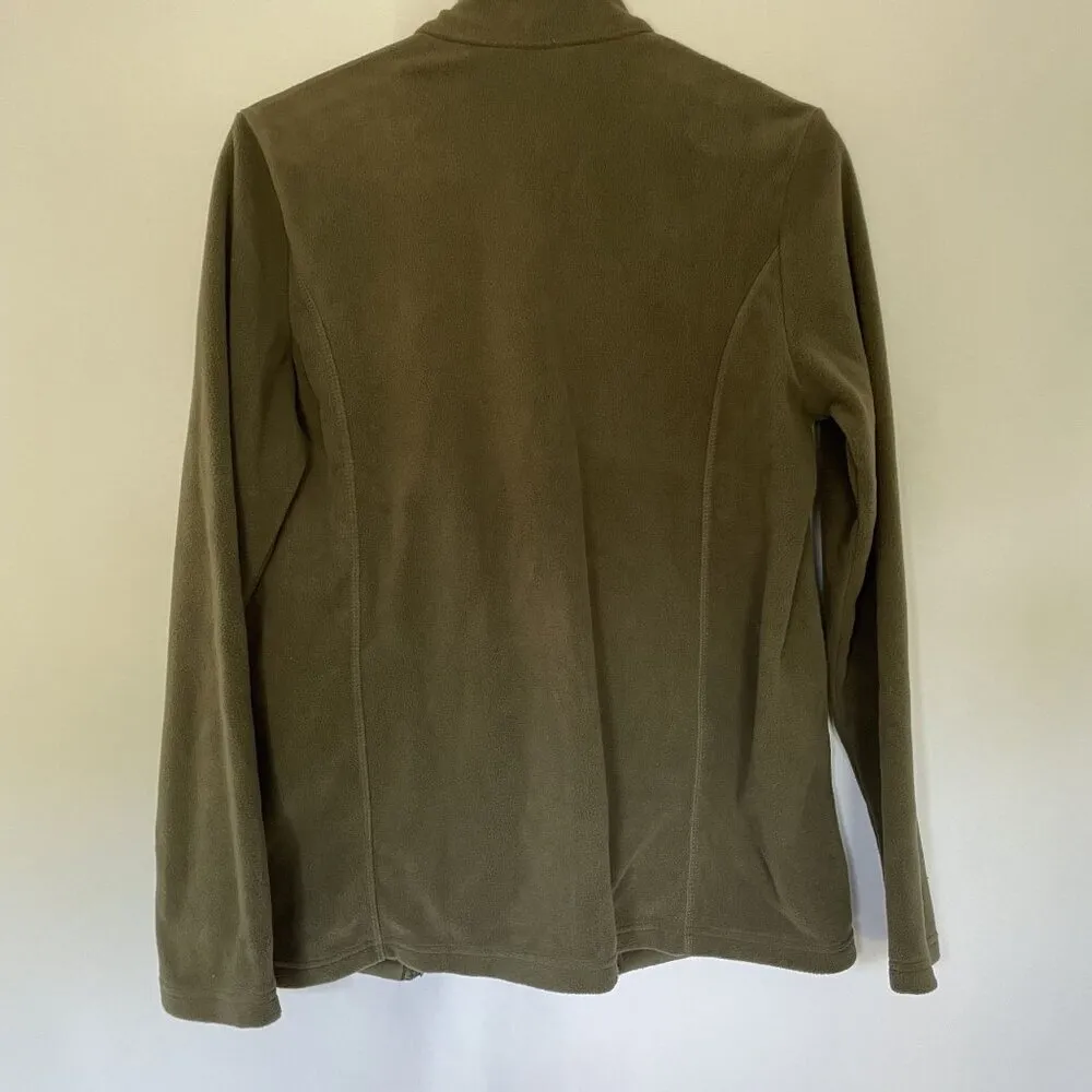 NWT Lands' End forest moss green full zip fleece sweater casual warm soft small - Image 10