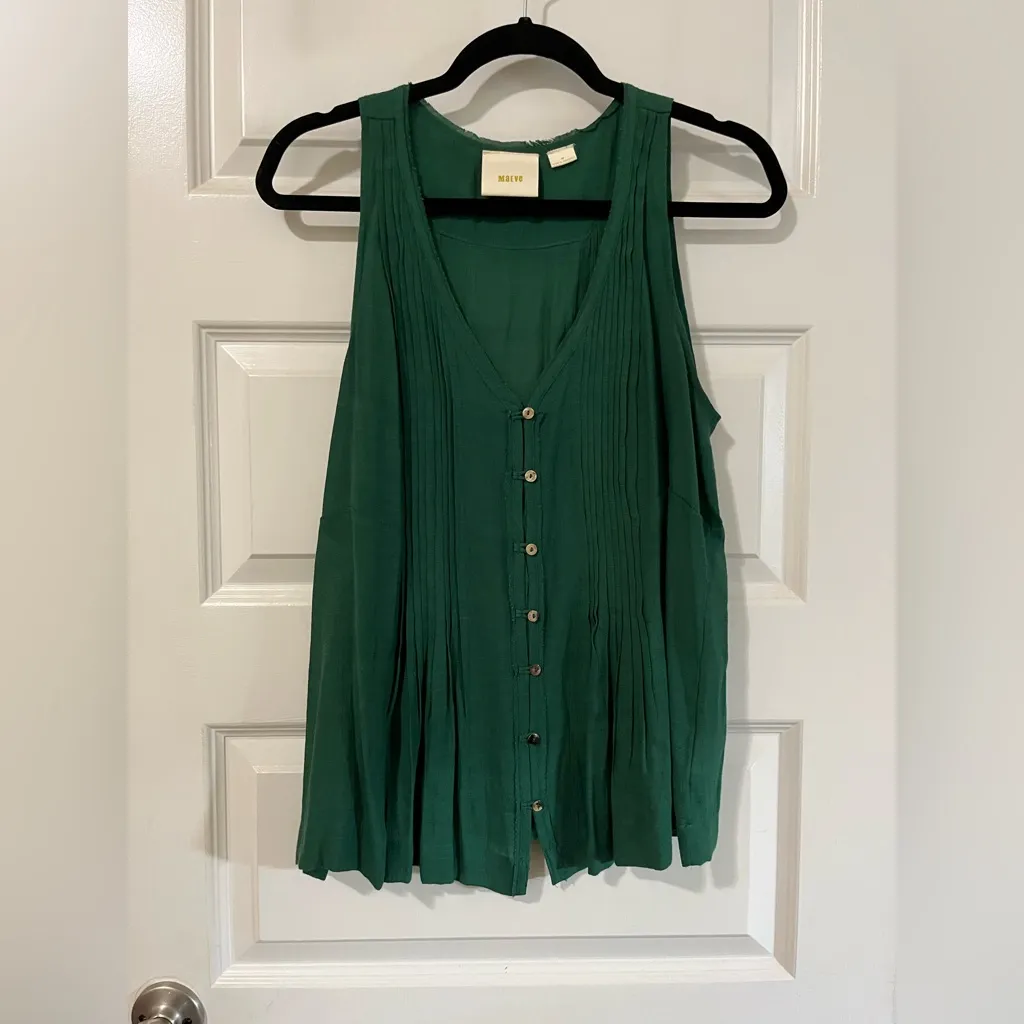 Maeve Emerald Green Sleeveless Blouse Size M - Image 2