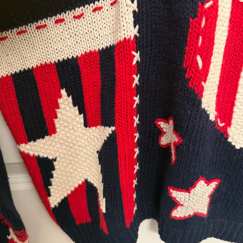 Vintage Inon de Lendis Patriotic Knit Sweater size large red white blue - Image 7