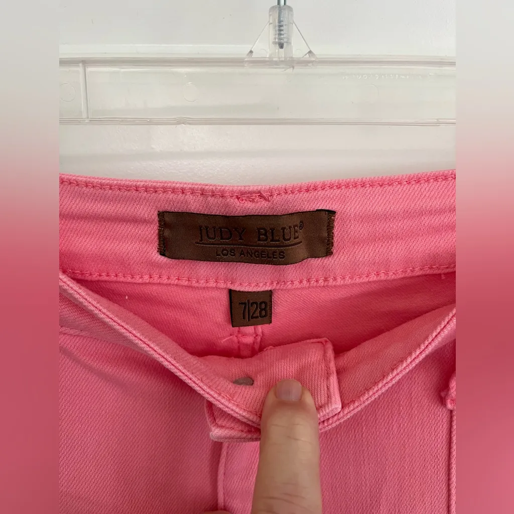 Judy Blue Hot Pink Stretch Cargo Denim Jeans Size 7 / 28 - Image 7