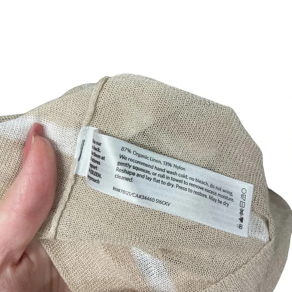 Eileen Fisher Crepe Stripe‎ Linen Blend Knit Crop Sweater Petites Size Large - Image 9