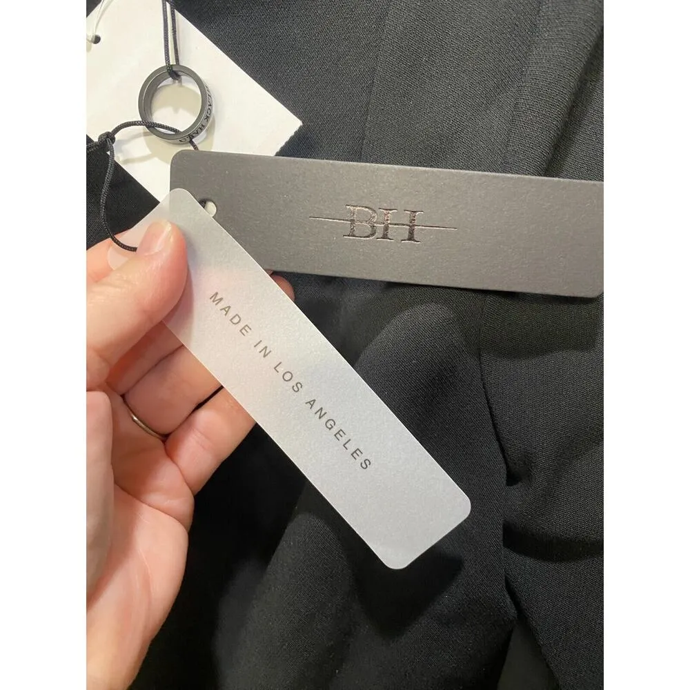 Black Halo Brooklyn Jumpsuits Women's 4 Black Cropped Back Zip Bell Sleeve A01 - Image 3