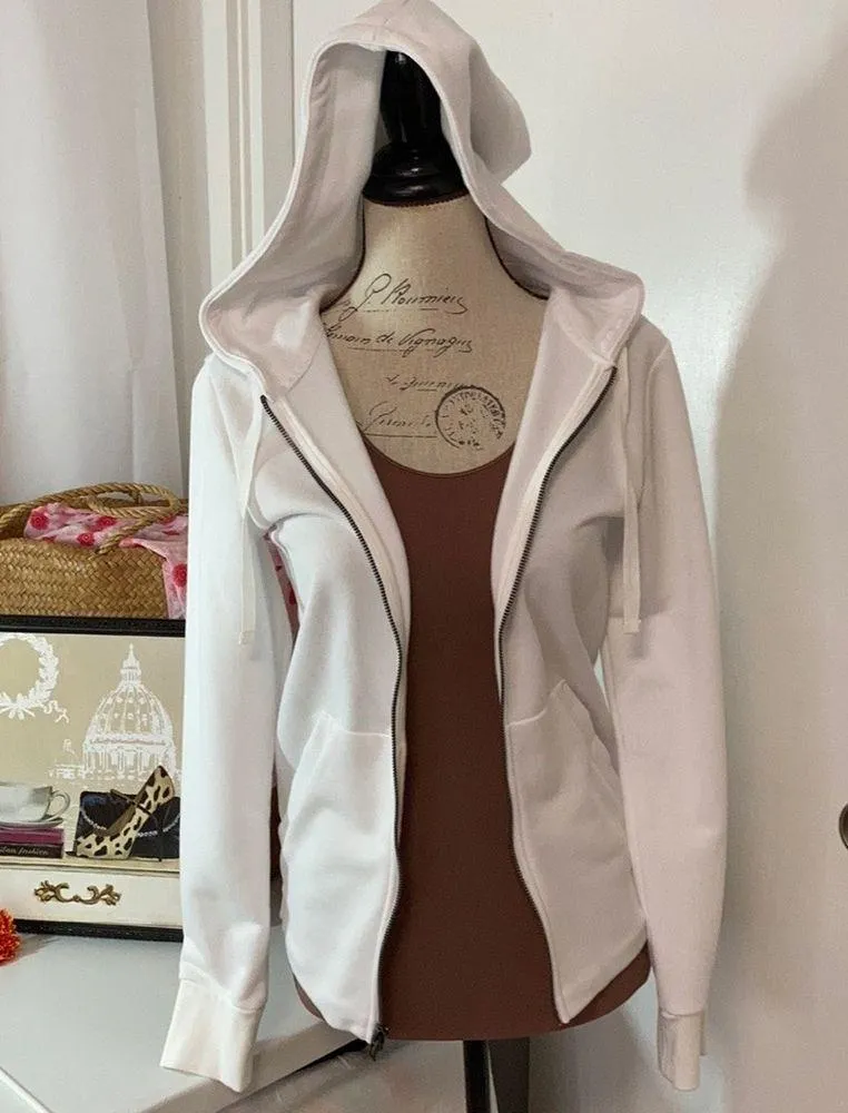 Adidas hoodie. White with rose gold lettering. Full zip. Pockets. - Image 3