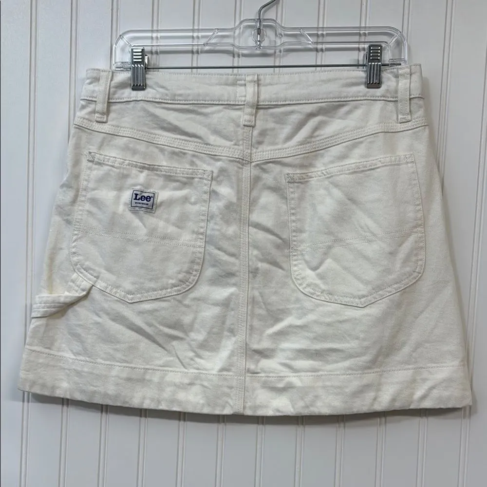 Lee Workwear Vintage 90s Cream Denim Mini Skirt Women's 10 - Image 3
