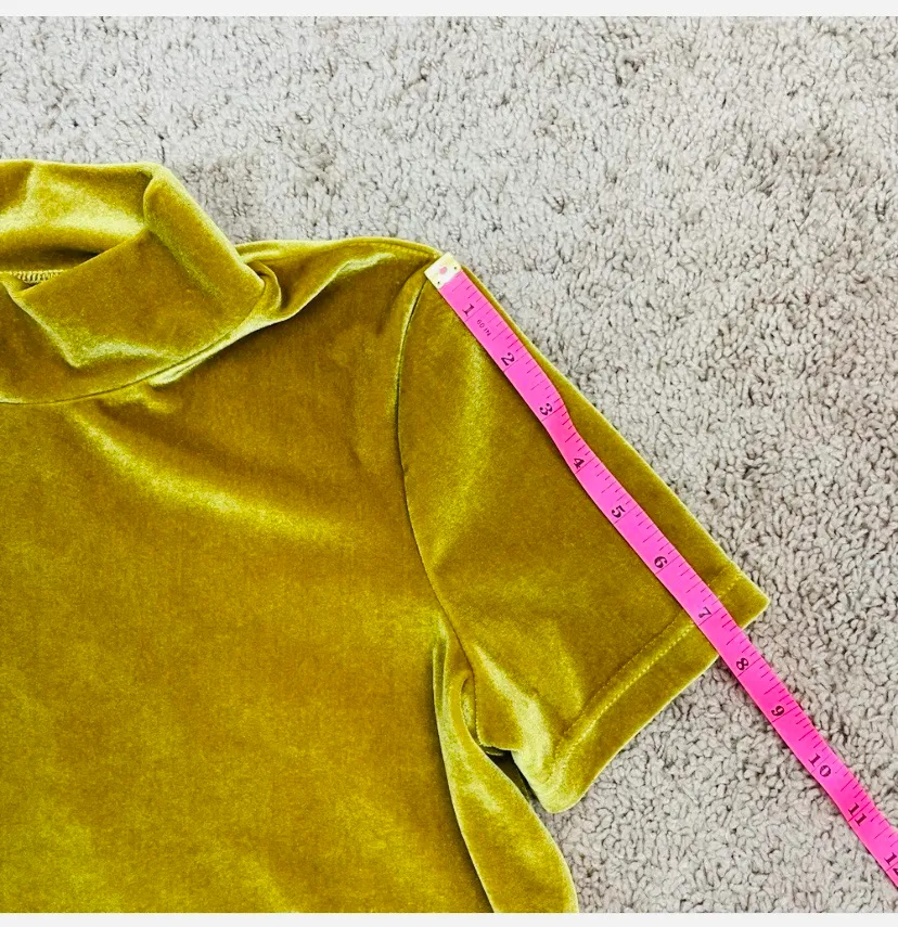 Velvet Short Sleeve Top | Size XS (mustard color) - Image 5