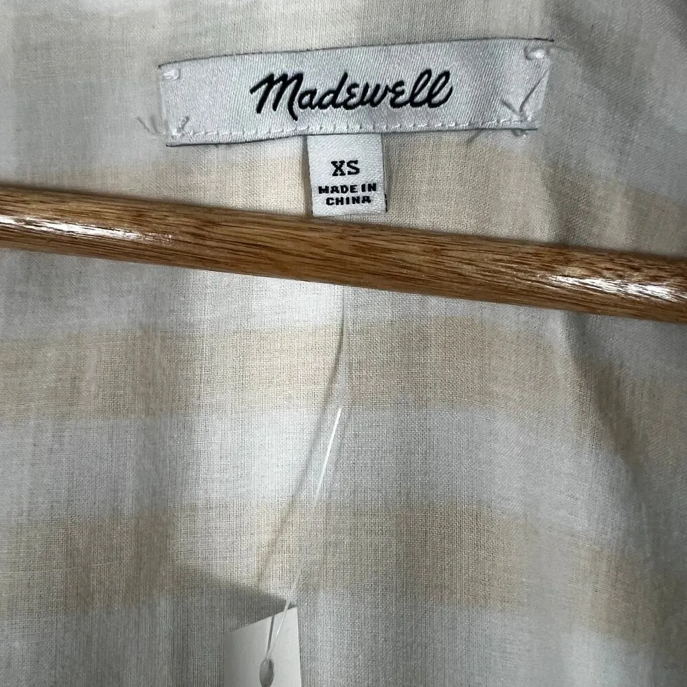 NWT Madewell Button Front Tiered Mini Dress Womens XS Yellow Gingham 100% Cotton - Image 6