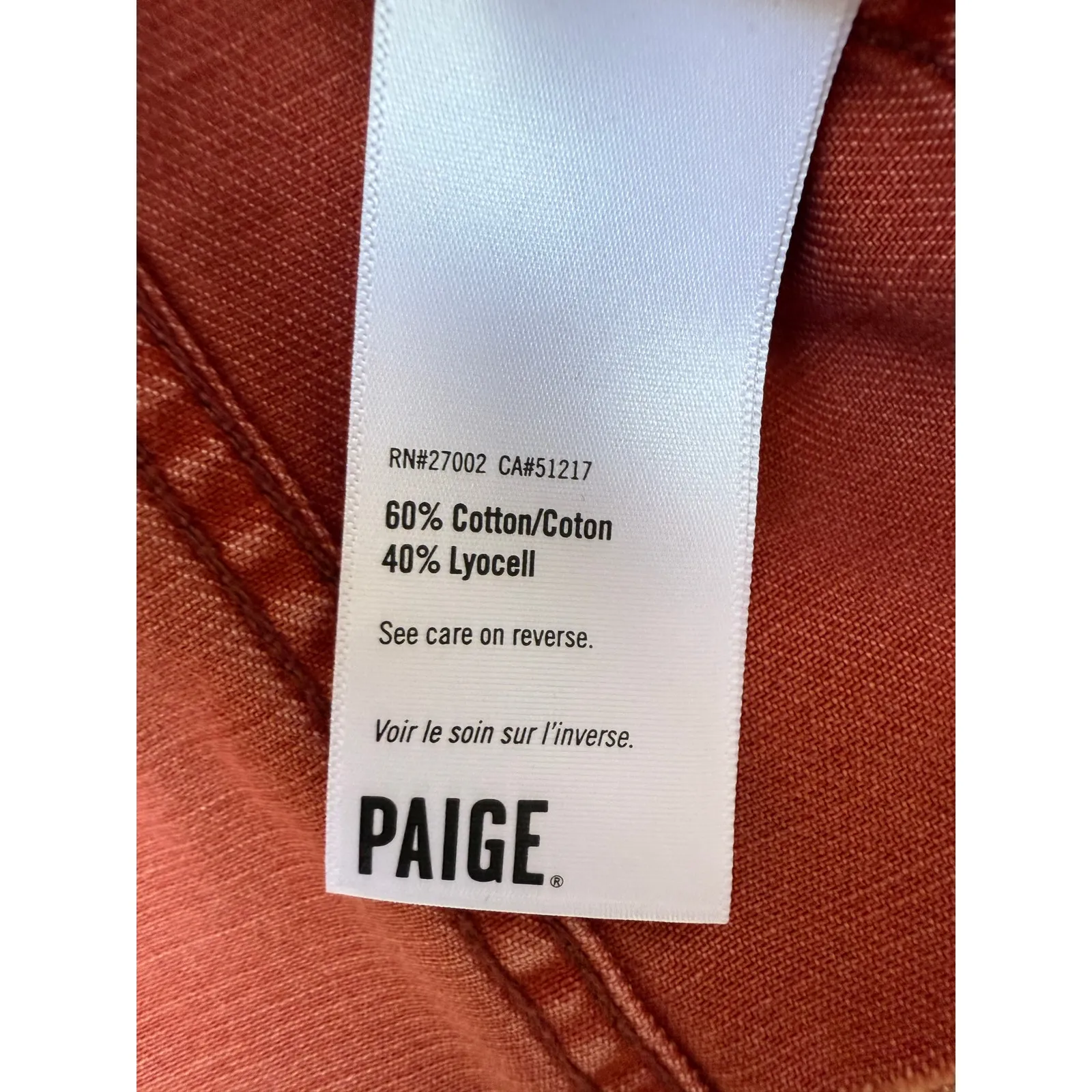 PAIGE Cropped Denim Jacket Red Raw Hem Women’s Medium - Image 4