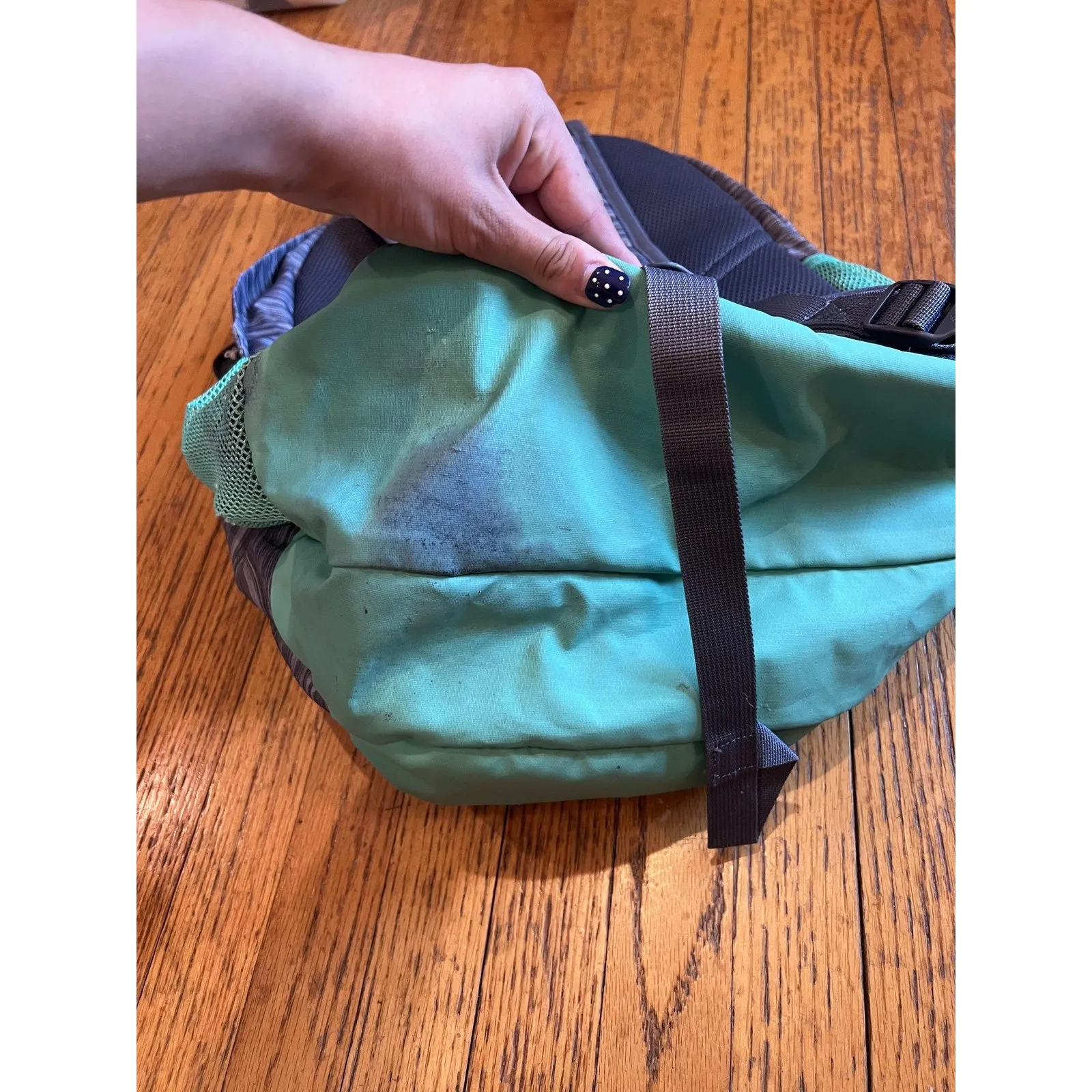 Adidas Backpack Gray Green Multi-Compartment Mesh Pockets School Travel Bag - Image 5