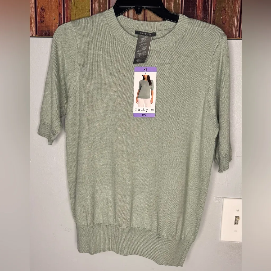 Set of 2/Matty M Women's Short Sleeve lightweight Sweater, Multi, Green Size XS - Image 3