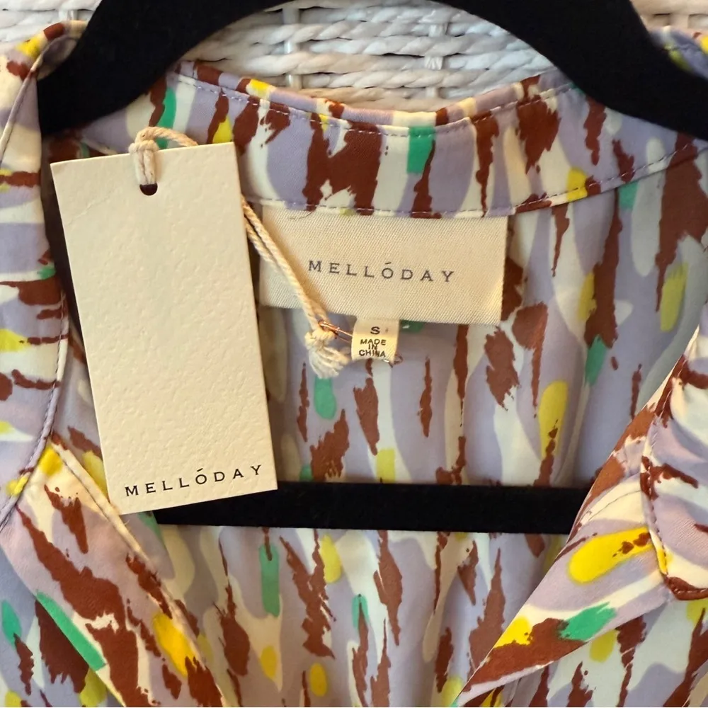 NWT Melloday Puff Sleeve Patterned Dress Size Small - Image 8