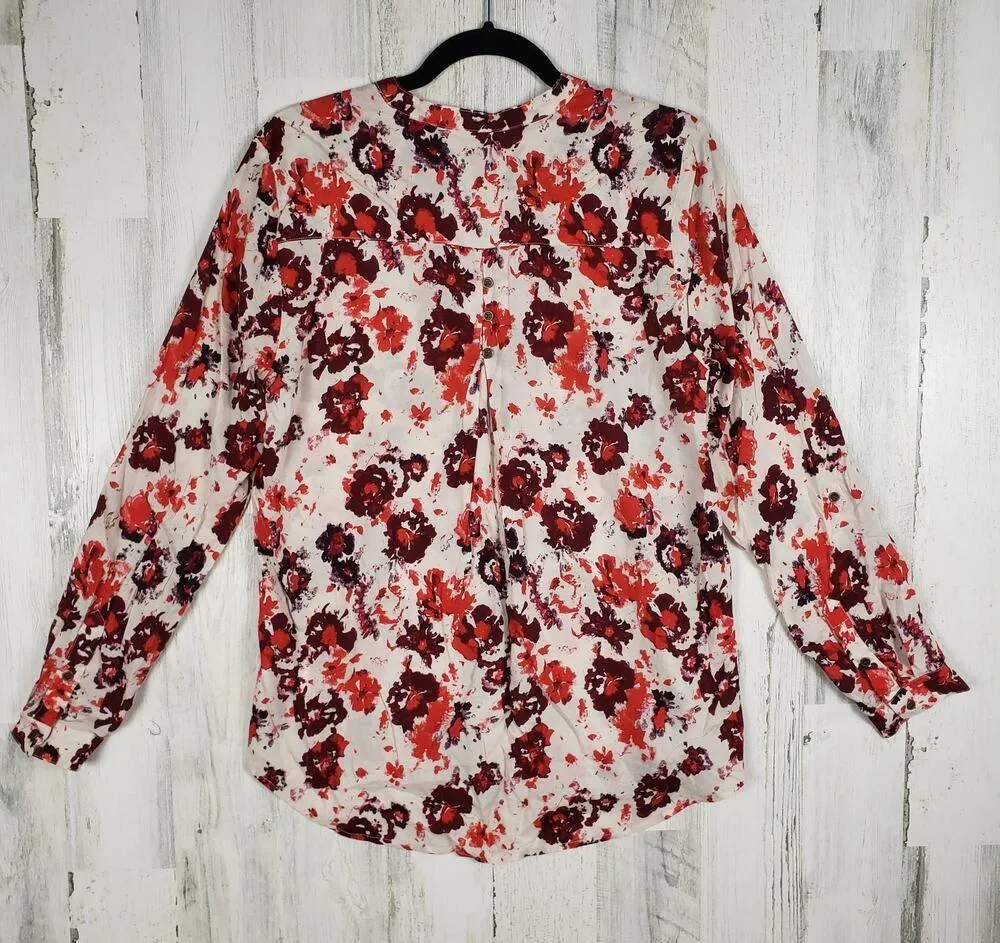 NWT Lucky Brand Half Button Floral Long Sleeve Tunic Top Women's Size Medium - Image 7
