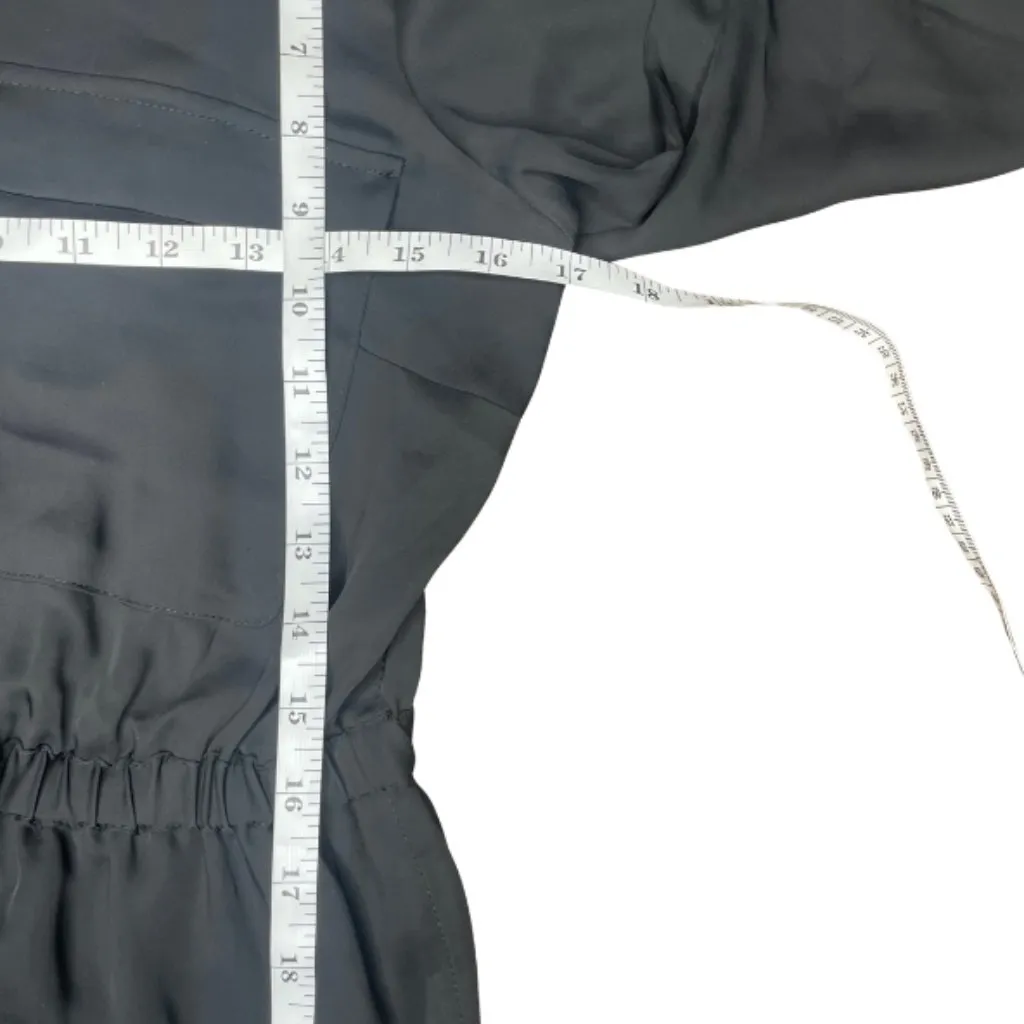 Women's Black Above Knee Waist Tie Button Down 3/4 Sleeve Shirt Dress Size 8 - Image 6