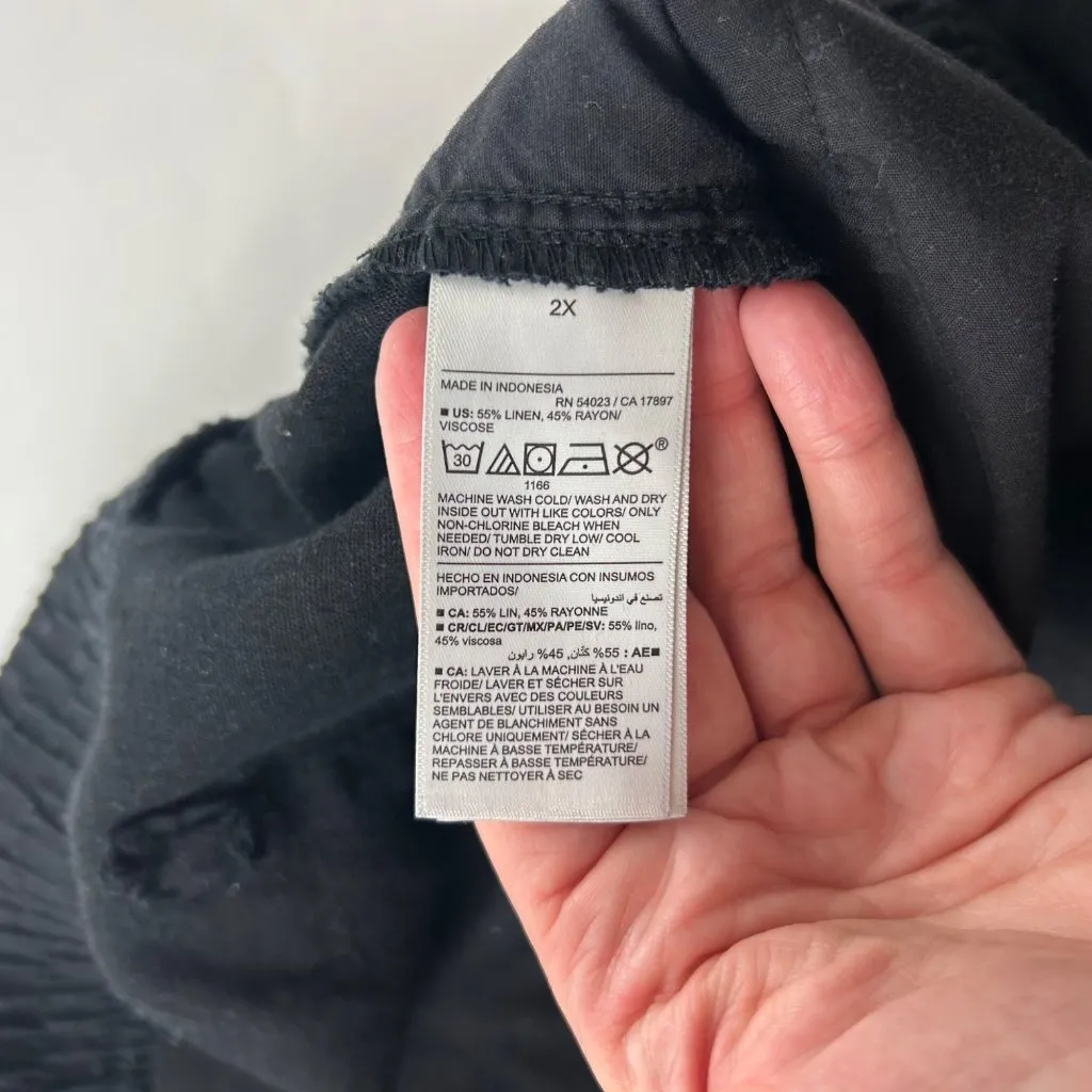 Old Navy Black Linen Blend Wide Leg Lounge Pant 2X - Image 5