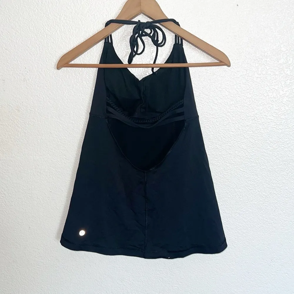 Lululemon Black Built In Bra Open Back Strappy Tie Halter Top - Image 5