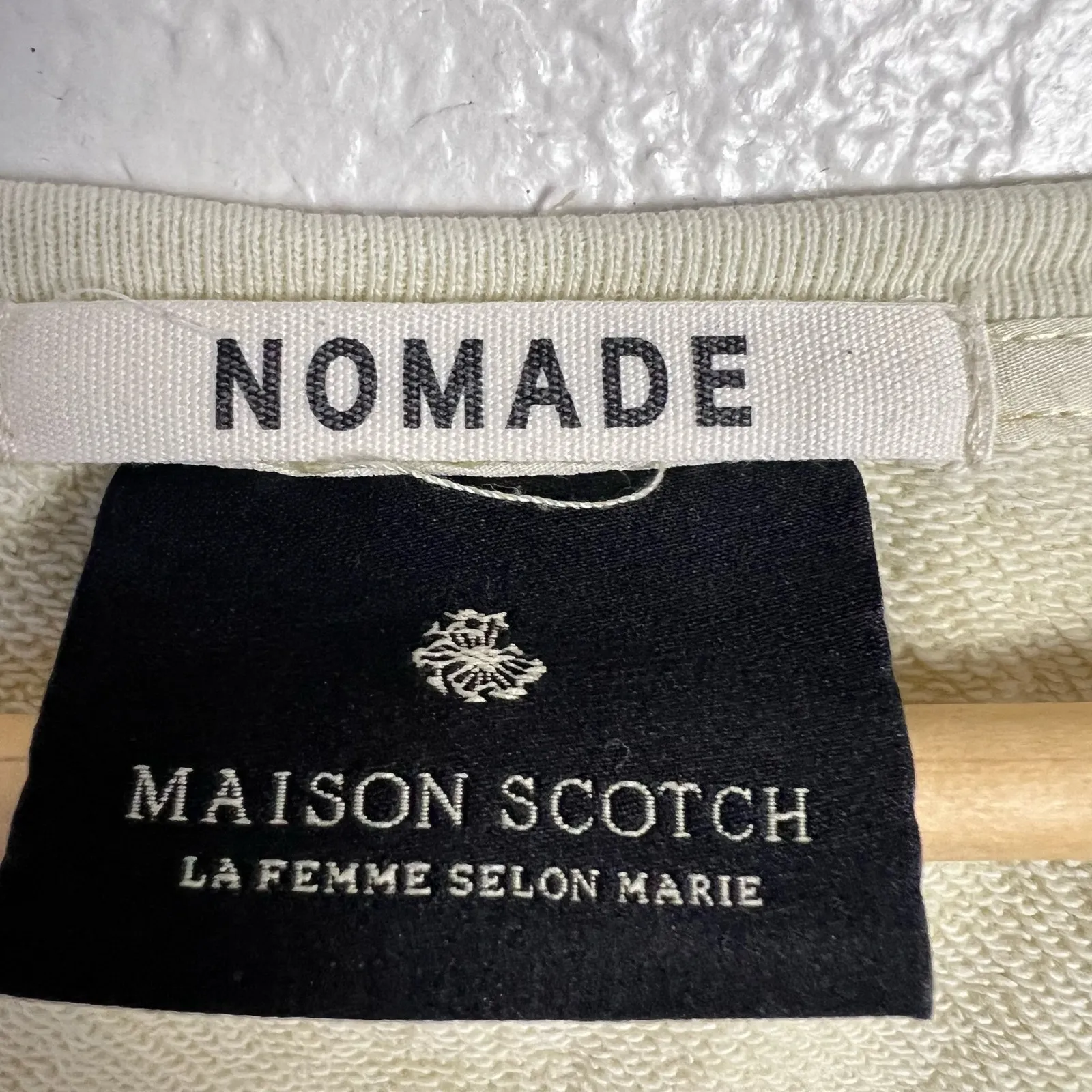 Maison Scotch & Soda Ivory Eyelet 3/4 Sleeve Pullover Crewneck Sweater Size S - Image 9