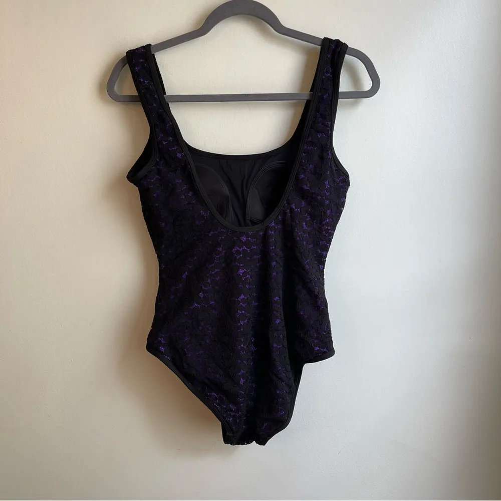 NWOT 90s Vintage Oscar de la Renta Black Lace One-Piece Swim Bathing Suit Large - Image 4