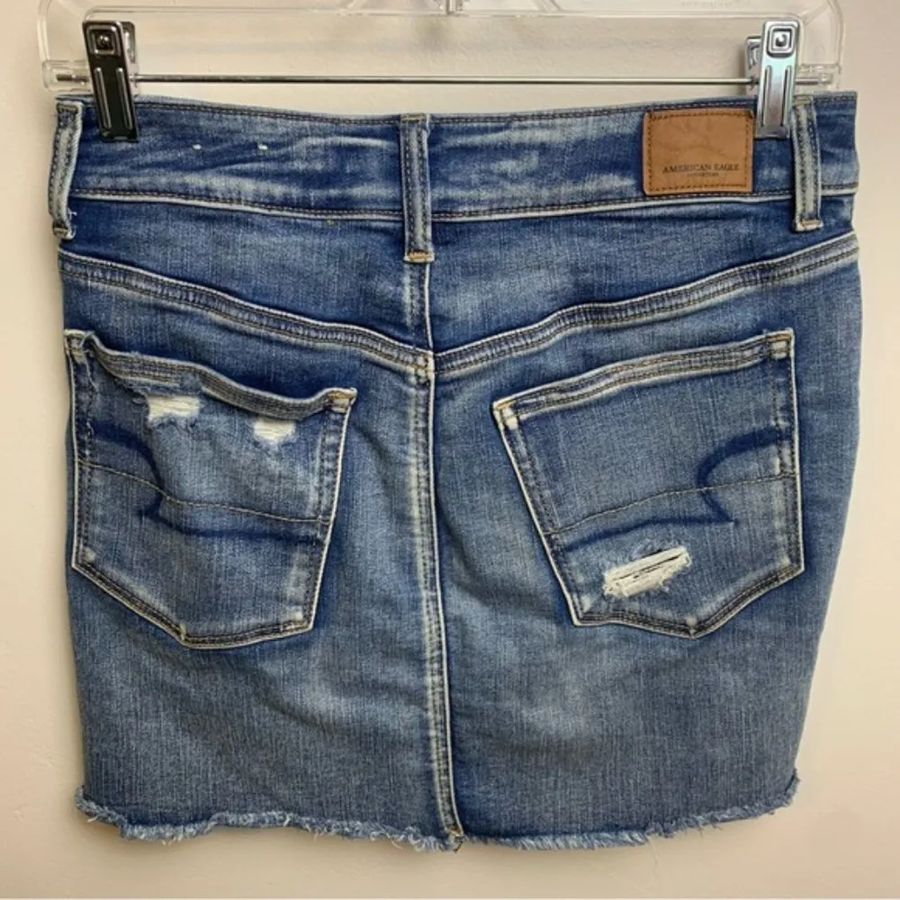 American Eagle Outfitters Distressed Denim Hi-Rise Mini Skirt - Image 5