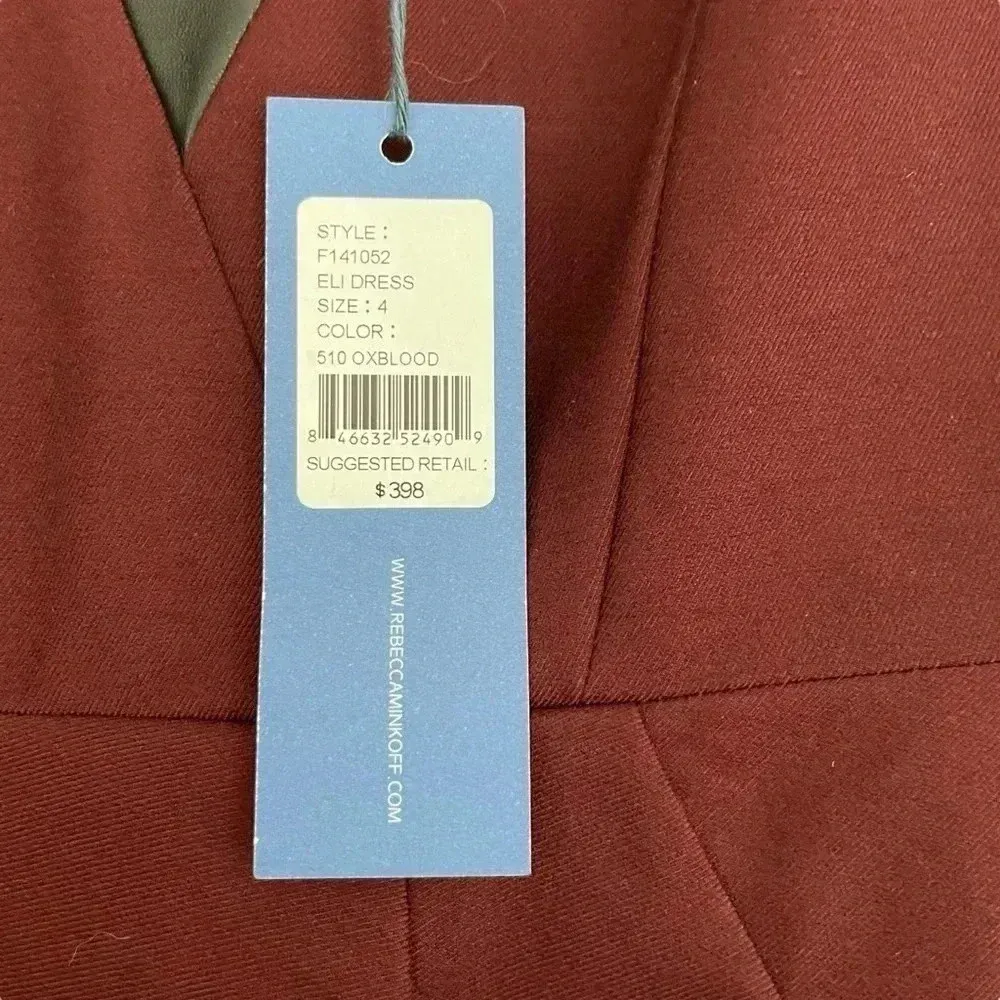 Rebecca Minkoff Eli Dress Oxblood Leather Trim Mini NWT - Image 8
