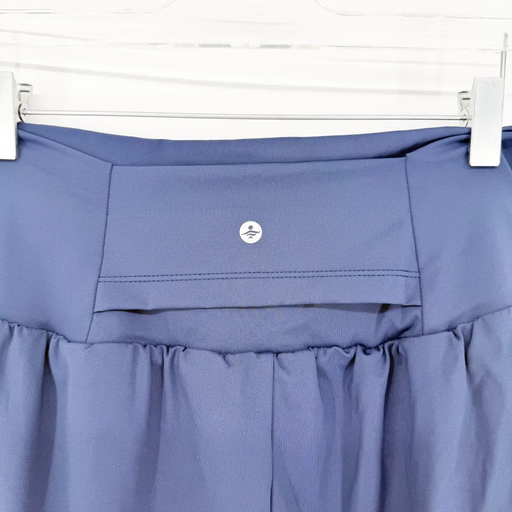NWT HALARA Super High Waist Back & Side Hidden Pocket Yoga Shorts XL Long Blue - Image 7
