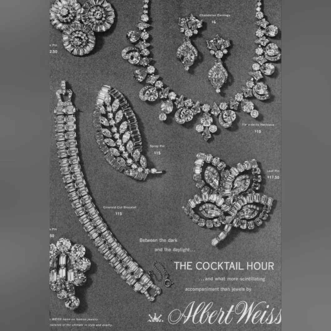 Weiss Vintage Large Navette Blue AB Rhinestone Clip on Earrings - Image 5