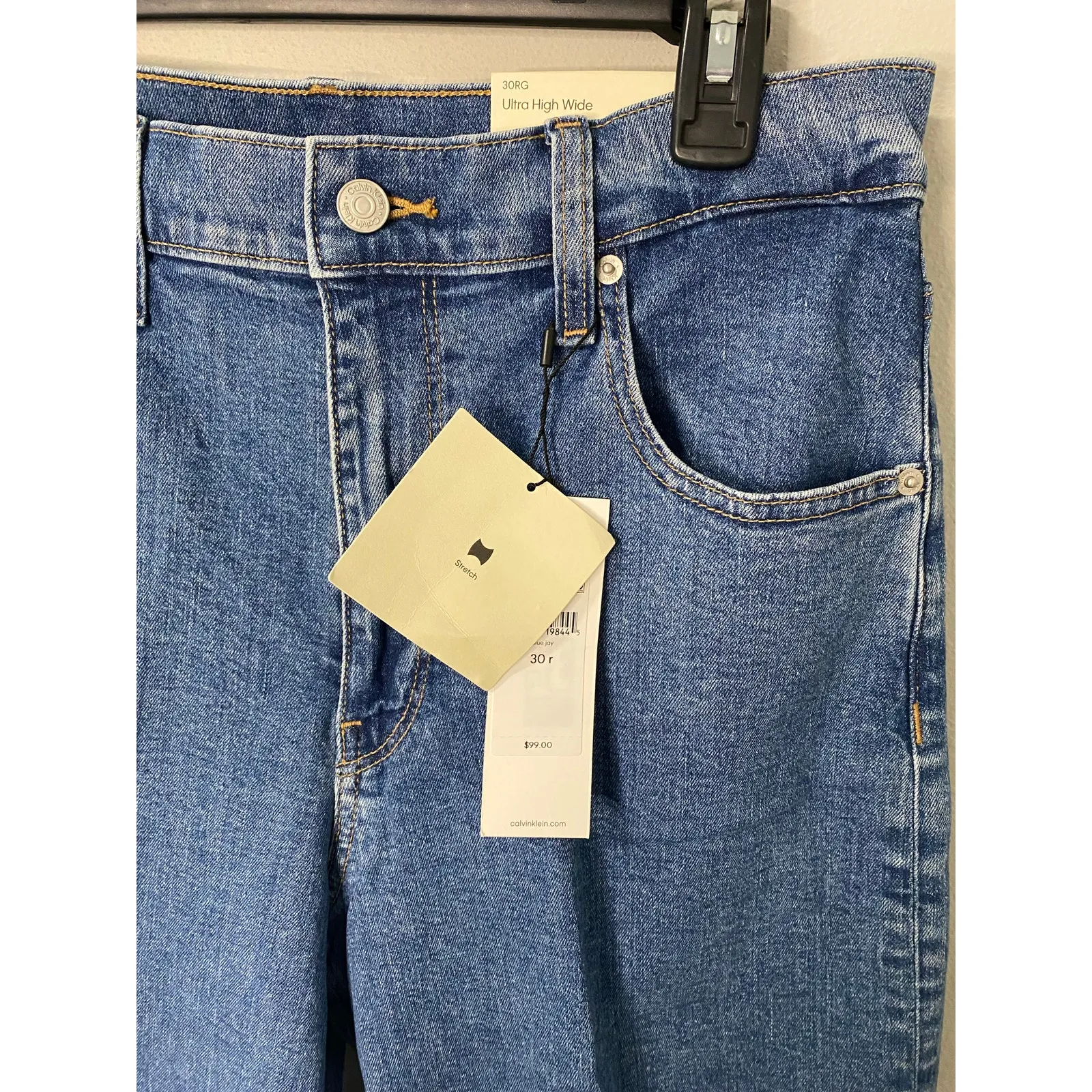 New Calvin Klein Women's Ultra High Rise Wide Leg Denim Jeans Size 30 - Image 2