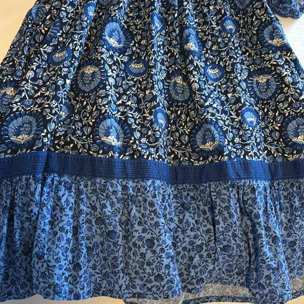 OLD NAVY SHADES OF BLUE DRESS VNECK PUFF SHORT SLEEVES FULLY LINED XS 
2 TASSELS - Image 5