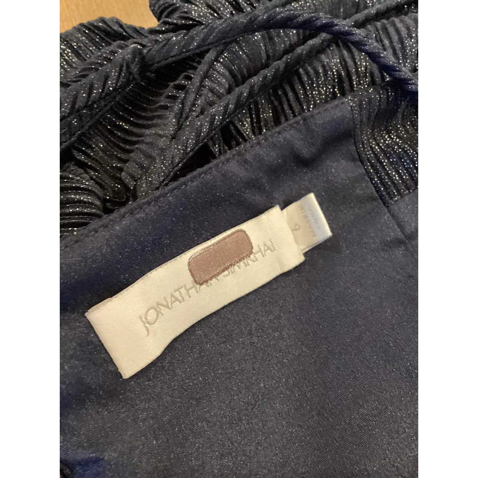 SIMKHAI Daisy Cutout maxi Gown navy blue chiffon plisse dress size 6 - Image 5