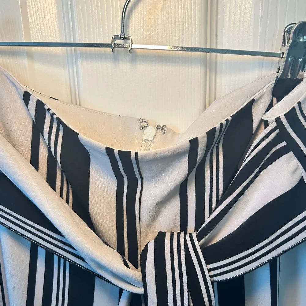 INC‎ International Concepts High Rise Wide Leg Pants Faux Wrap Striped Sz 6 Blue - Image 3