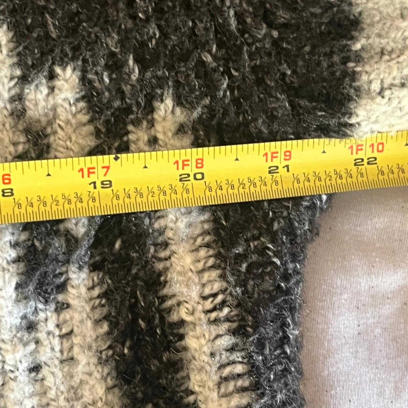 Anthropologie Nia Hooded Geometric Cardigan Gray White Blue Wool Blend S Petite - Image 8