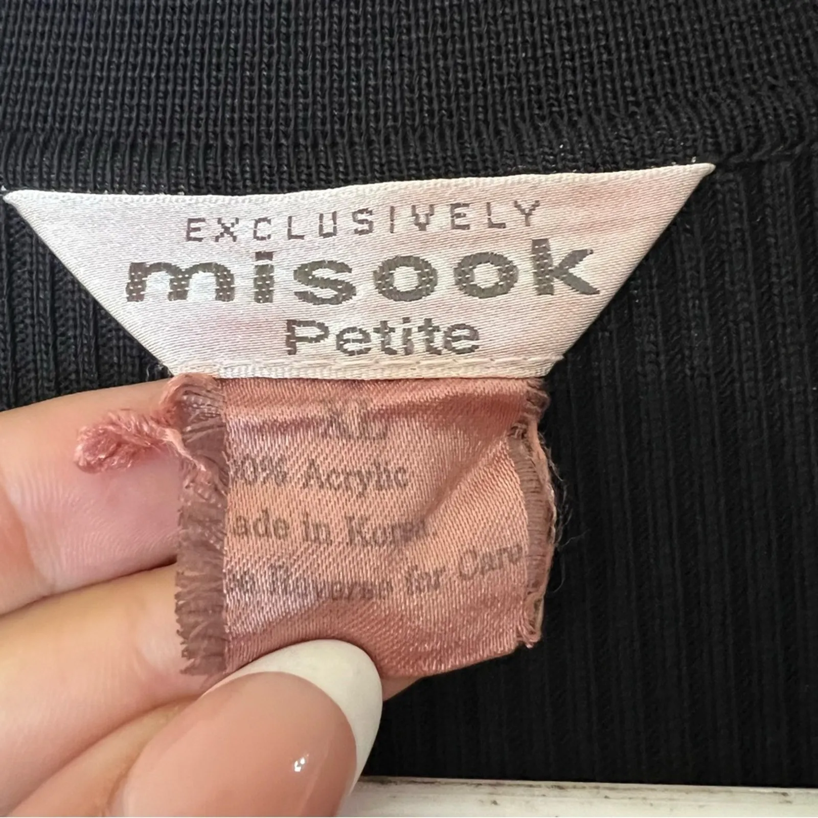 Exclusively Misook black ribbed collared open cardigan sweater XL petite - Image 6