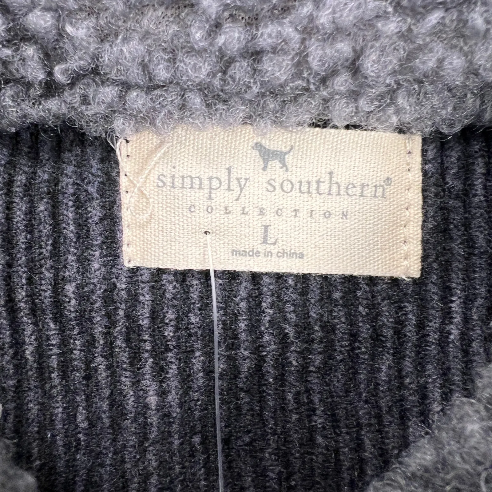 Simply Southern Gray Acid Wash Corduroy Jacket Sherpa Collar Distressed Size L - Image 3