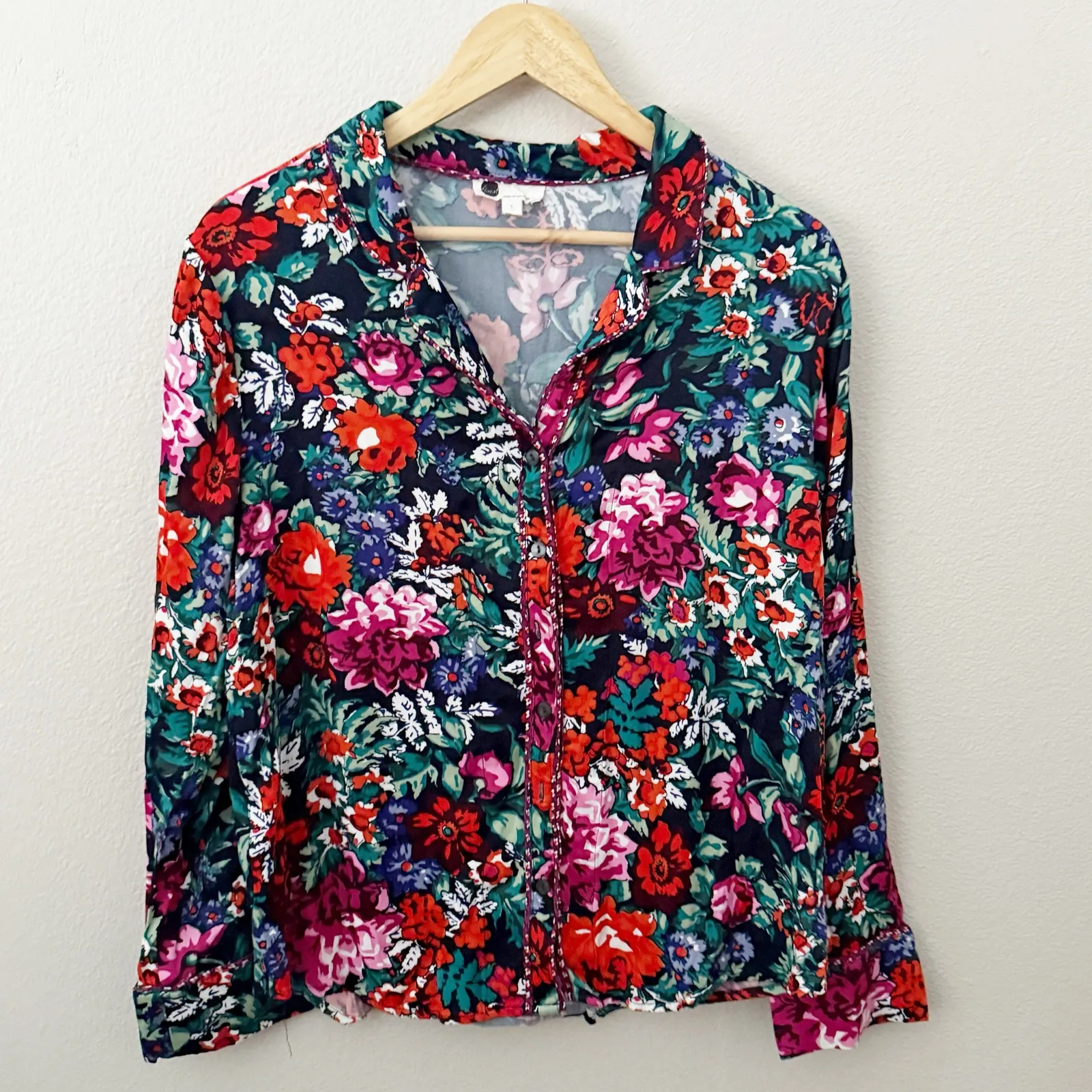 FLOREAT x ANTHROPOLOGIE | Silky Sleep Pajama PJ Top & Bottom Set Floral | Large - Image 4