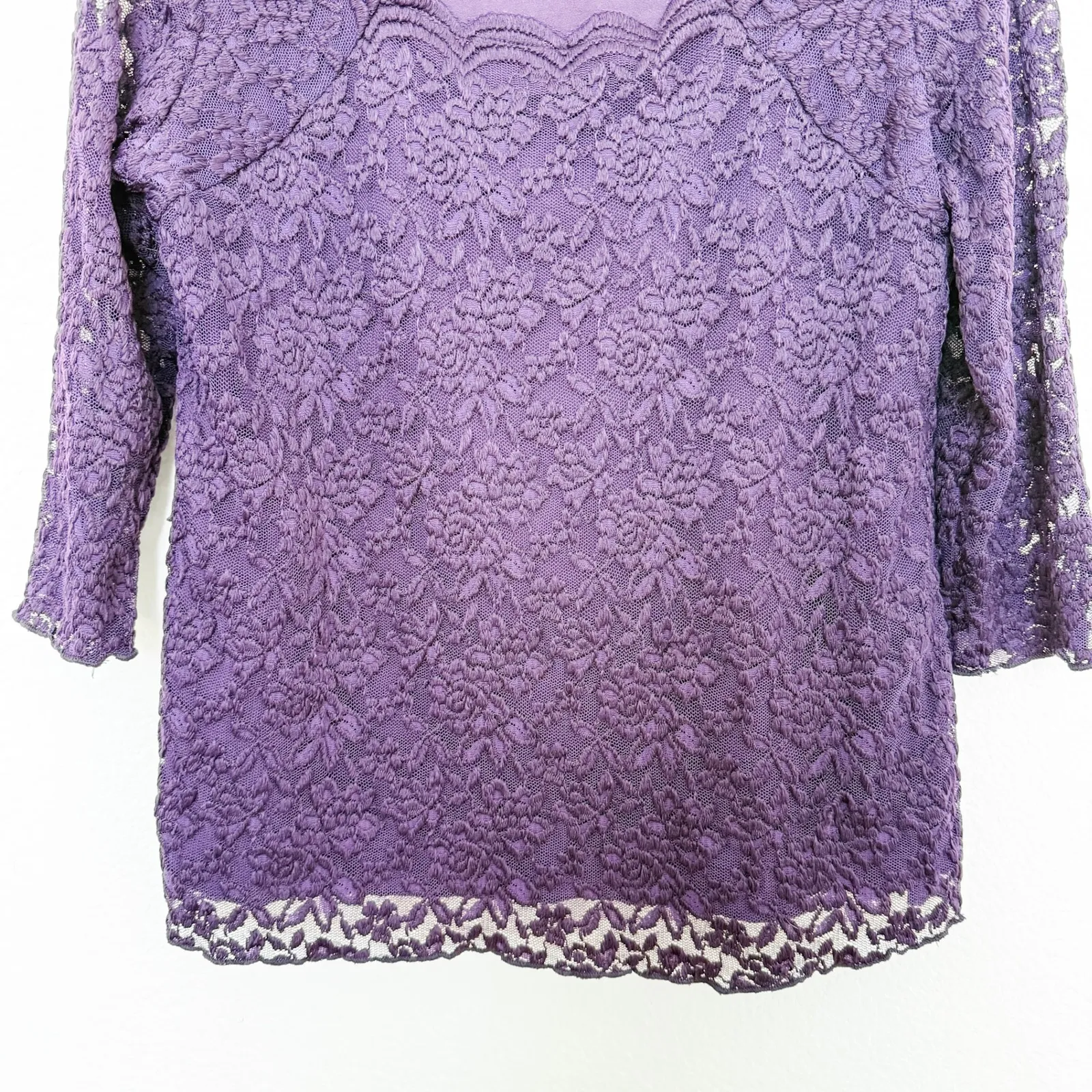 Christopher & Banks Womens Lace‎ Top Size PXL Purple Whimsigoth Romantic Witchy - Image 3