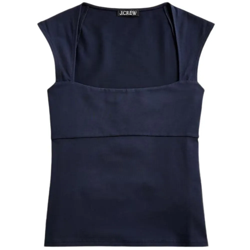 J.Crew  Squareneck cap-sleeve top in stretch cotton blend Navy M NWT - Image 9