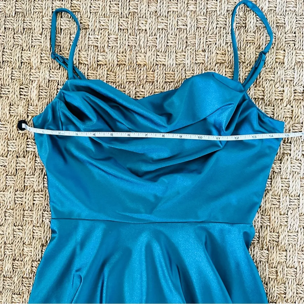 city studios juniors dress Drape Top Skater Dress Teal Size 5 Blue - Image 8