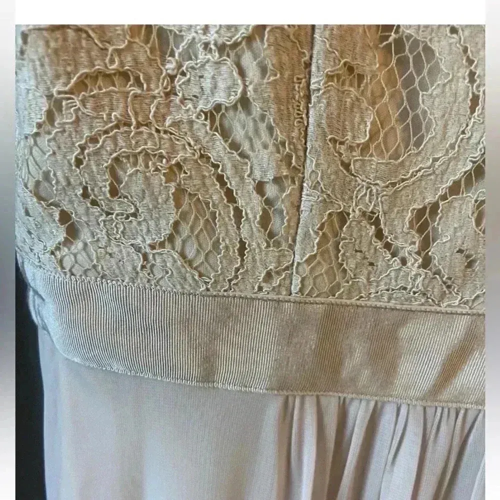 ADRIANNA PAPELL Women's Beige Embellished Lace One-shoulder Gown Dress‎ Size 10 - Image 10